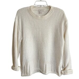 Christian Soriano Womens Sz Medium Ivory Sweater Chenilli Chunky Plush Lagenlook